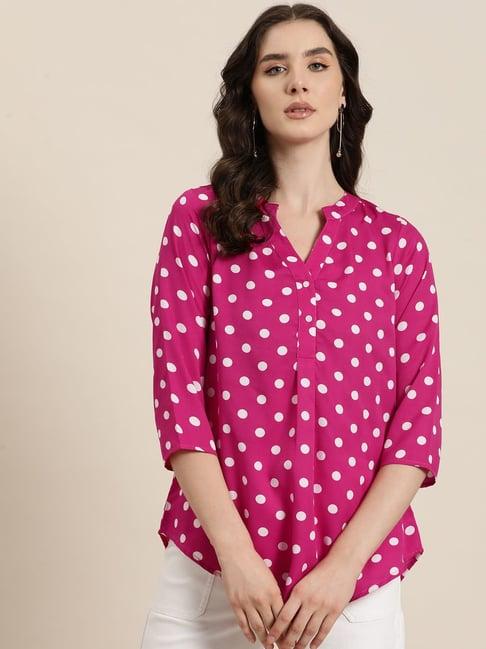 qurvii magenta printed top