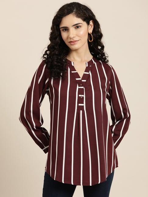 qurvii maroon & white striped shirt