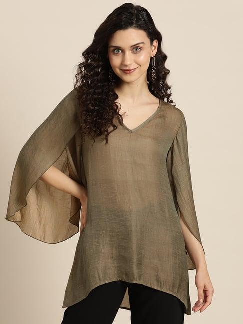 qurvii metallic silk top