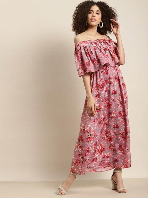 qurvii multicolor floral print maxi dress