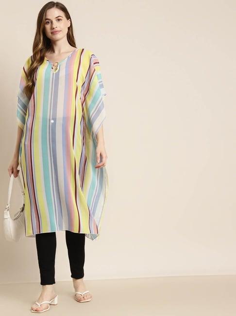 qurvii multicolor striped kaftan dress