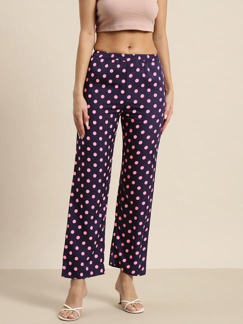 qurvii navy printed trousers