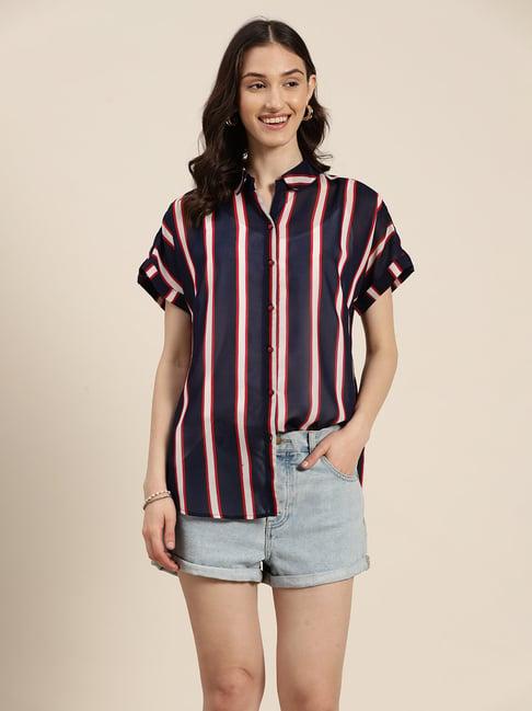 qurvii navy striped shirt