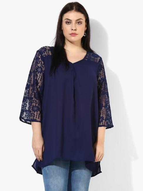 qurvii navy v-neck tunic