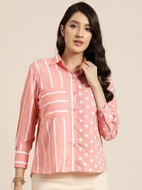 qurvii pink abstract print shirt