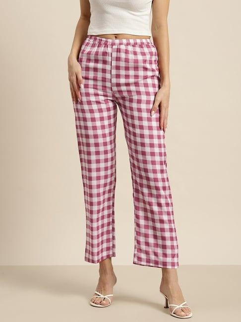 qurvii pink check trousers