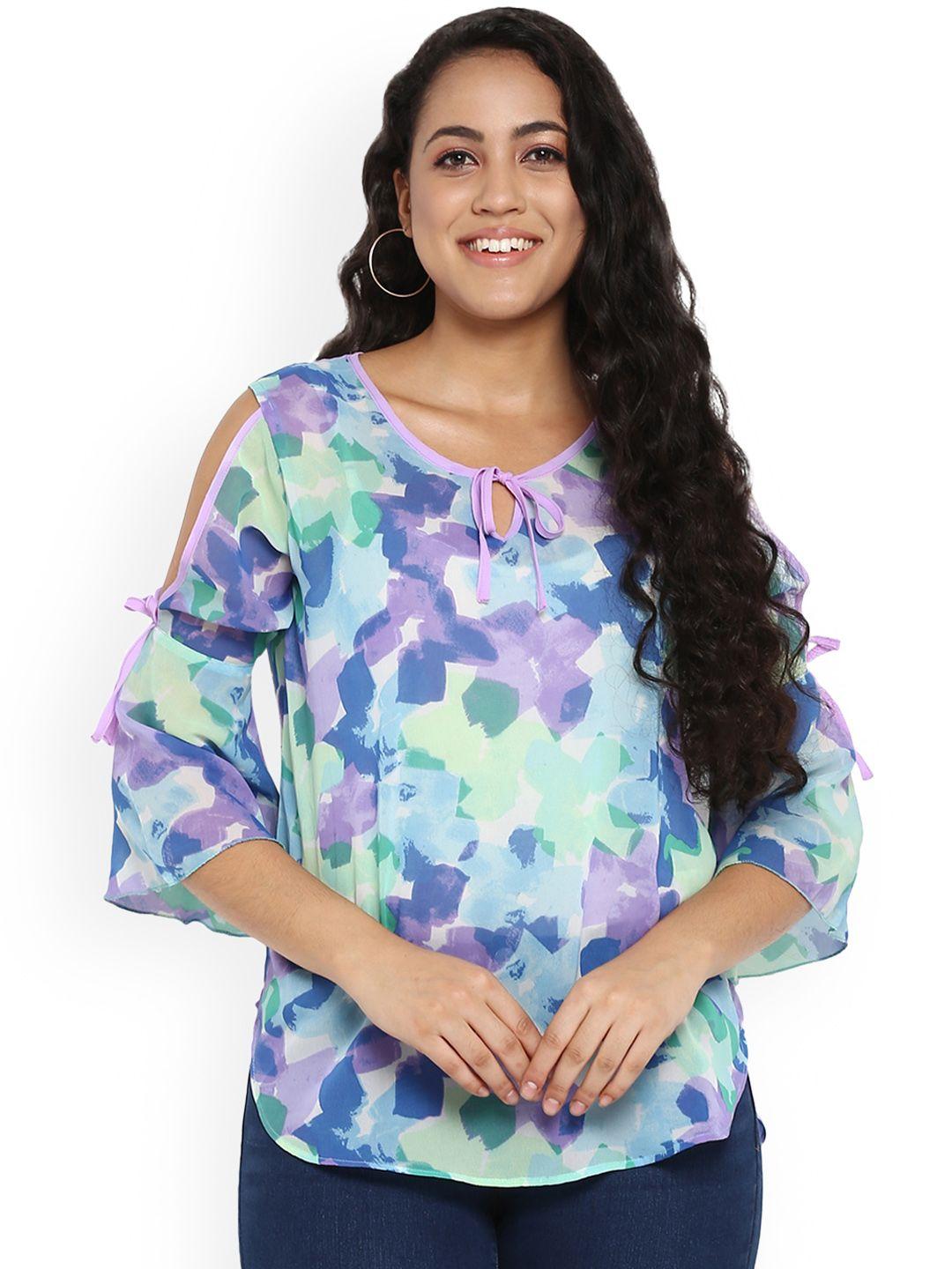 qurvii plus size women multicoloured floral print top