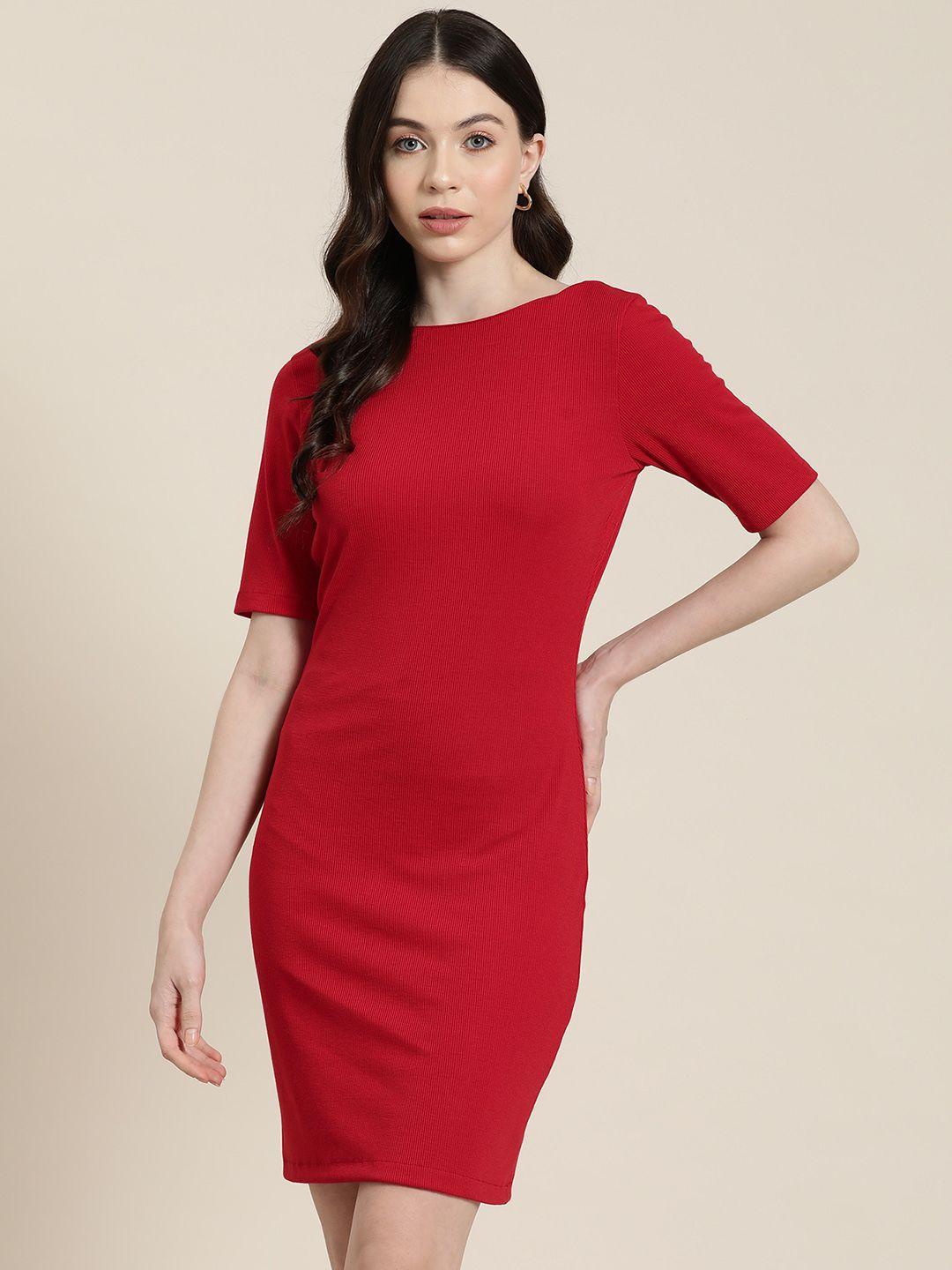 qurvii solid bodycon dress