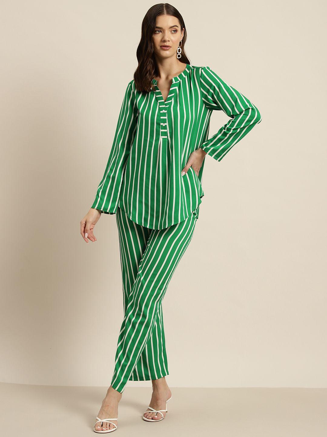 qurvii striped crepe shirt with trousers