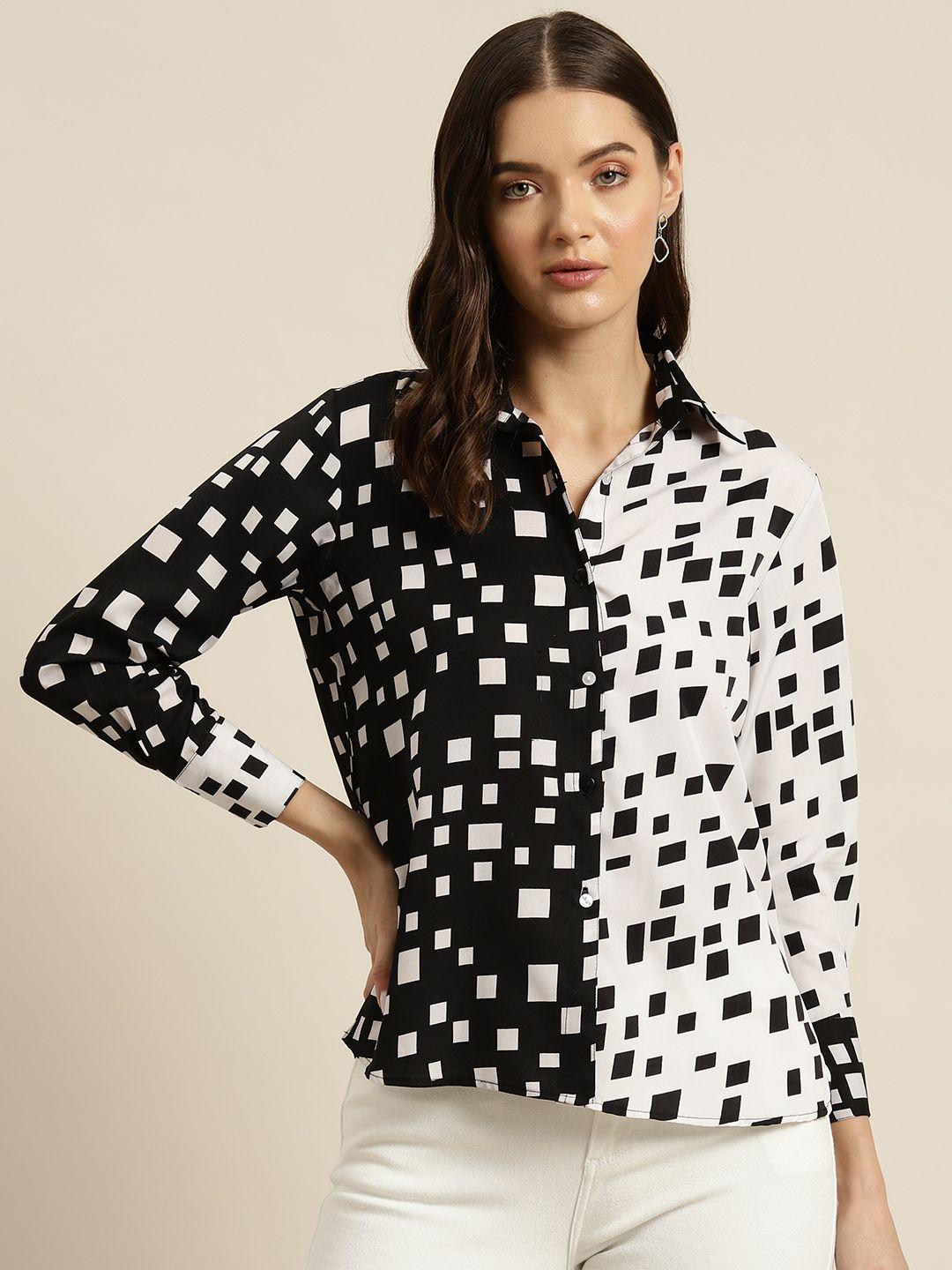 qurvii women comfort geometric printed casual shirt