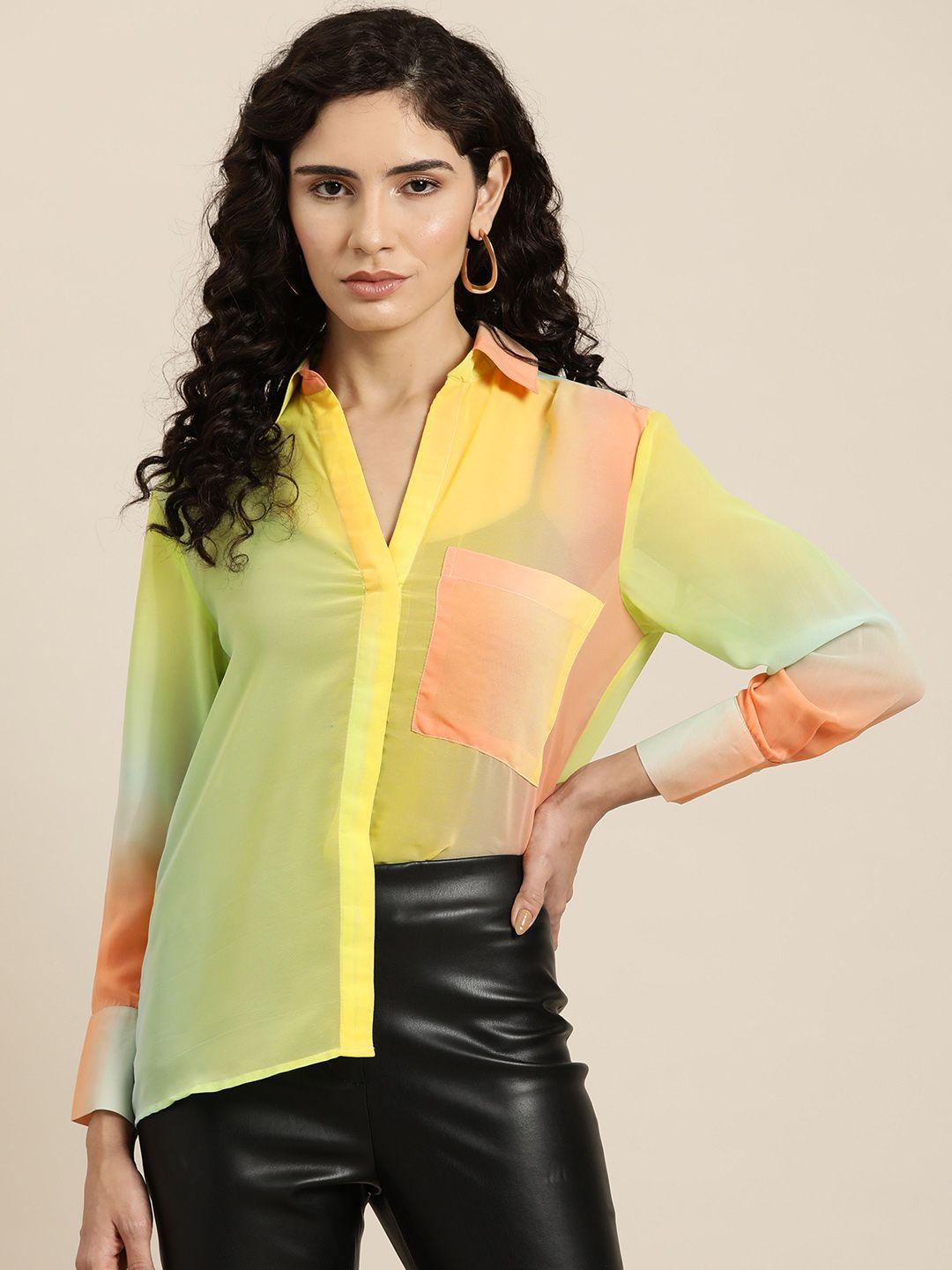 qurvii women comfort ombre dyed  casual shirt