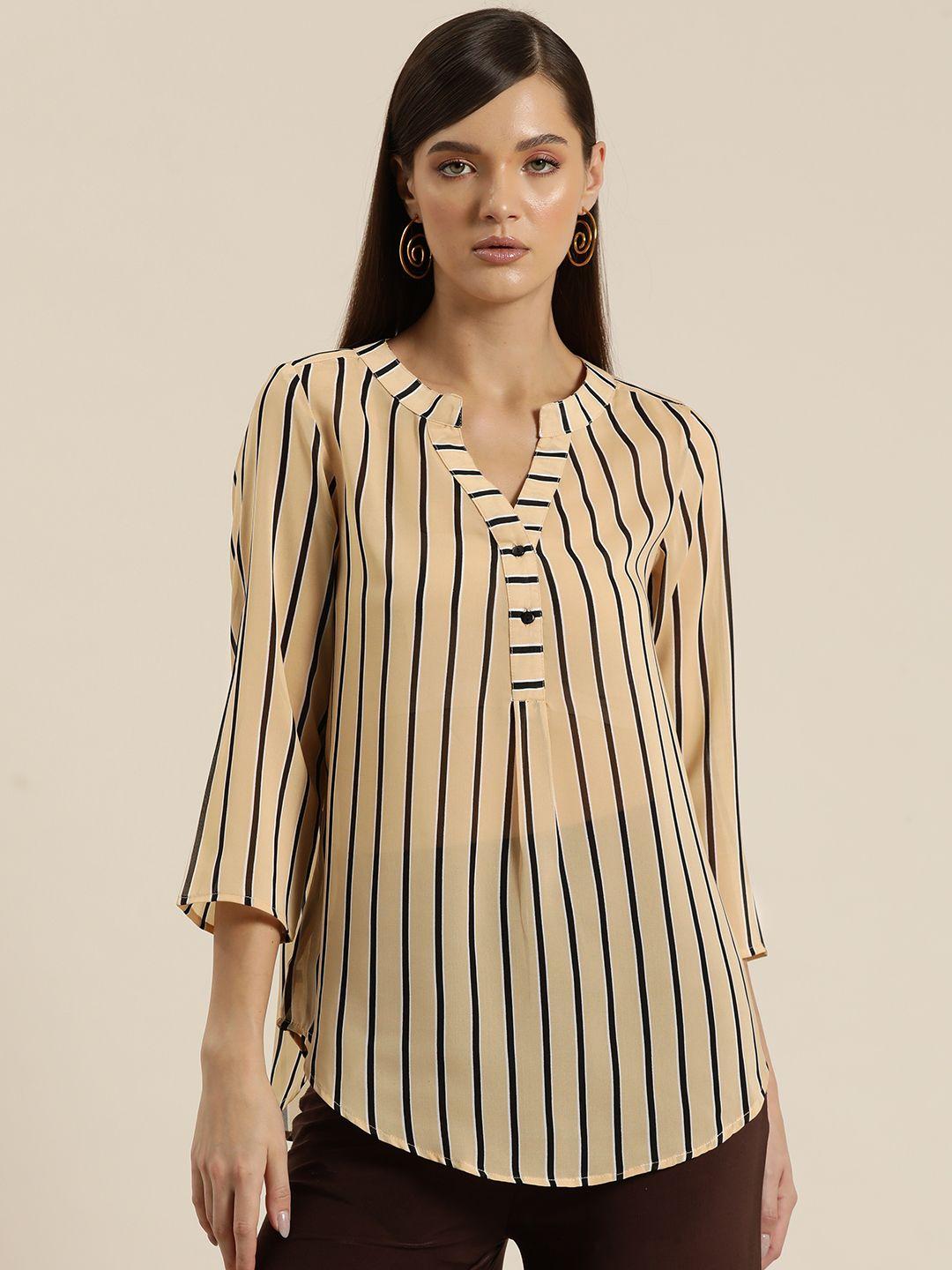 qurvii women comfort opaque striped casual shirt