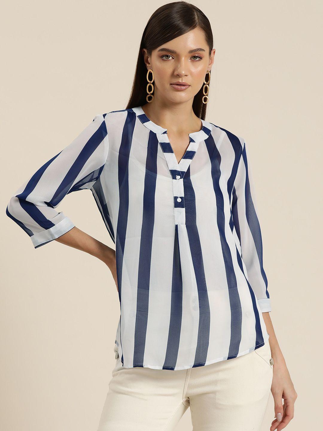 qurvii women comfort opaque striped casual shirt
