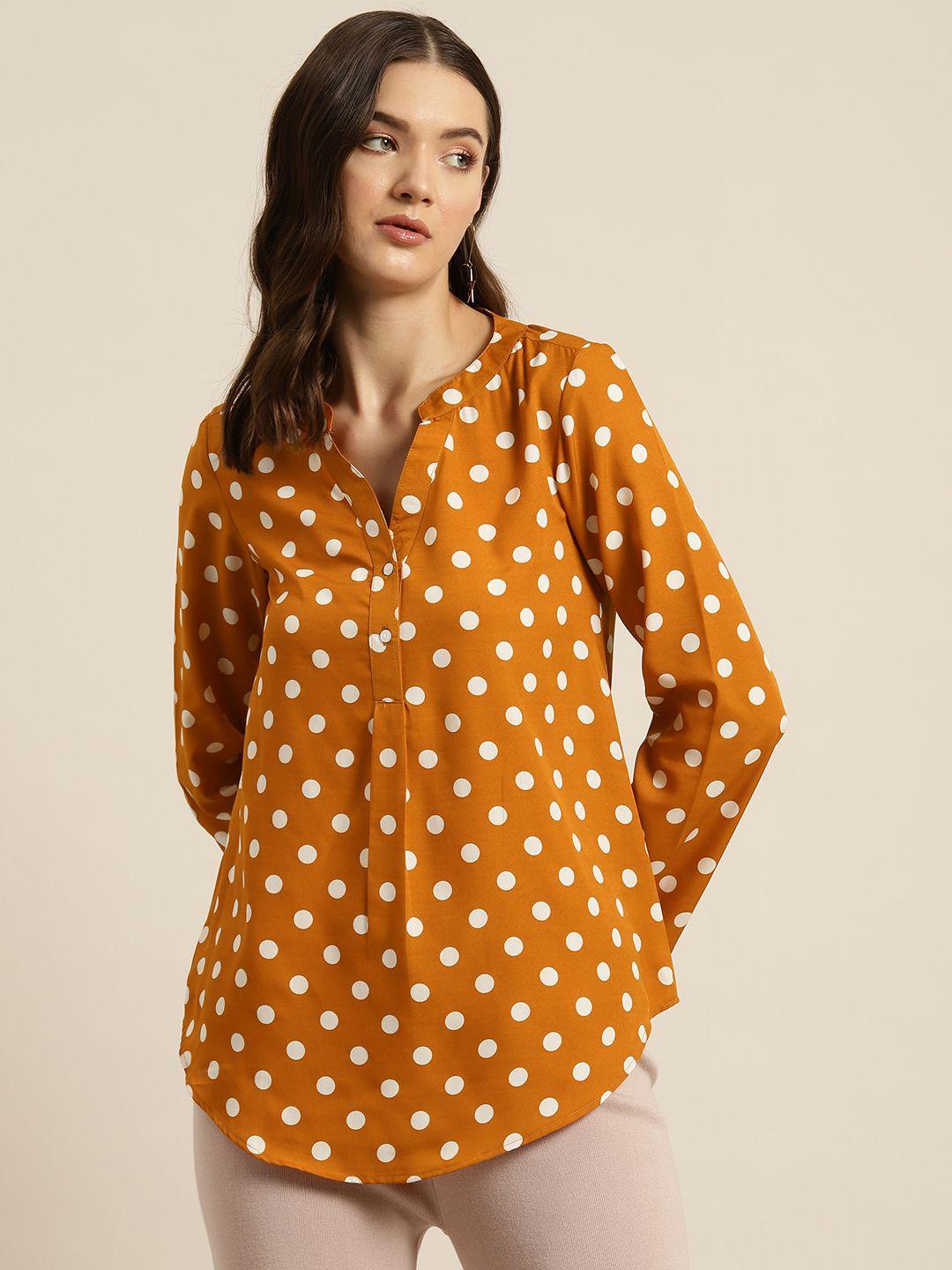 qurvii women comfort polka dot printed casual shirt