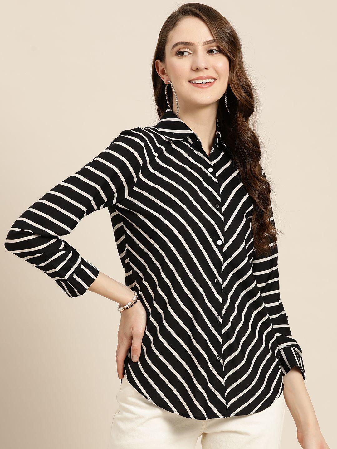 qurvii women comfort striped casual shirt