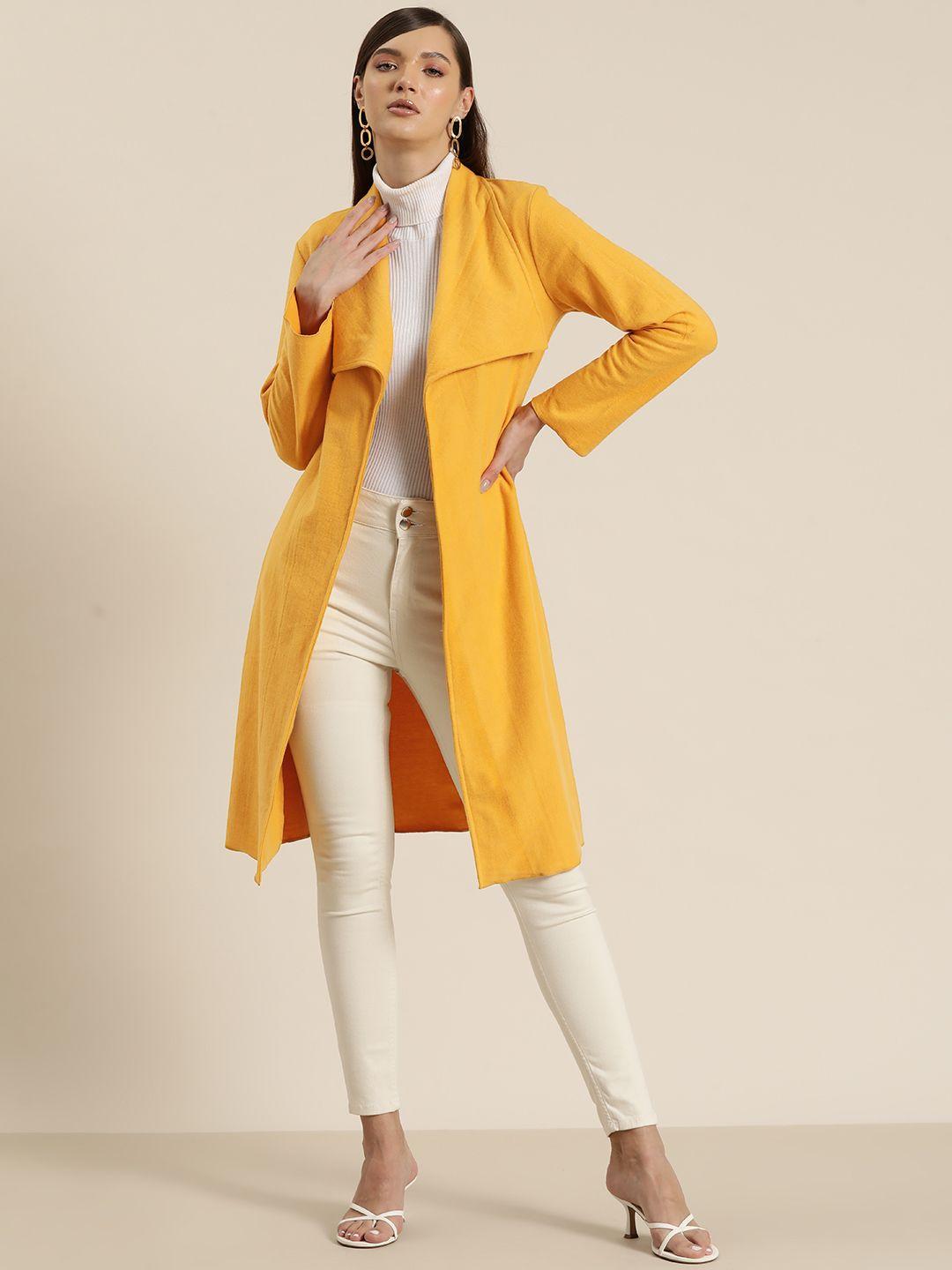 qurvii women solid fleece open front overcoat