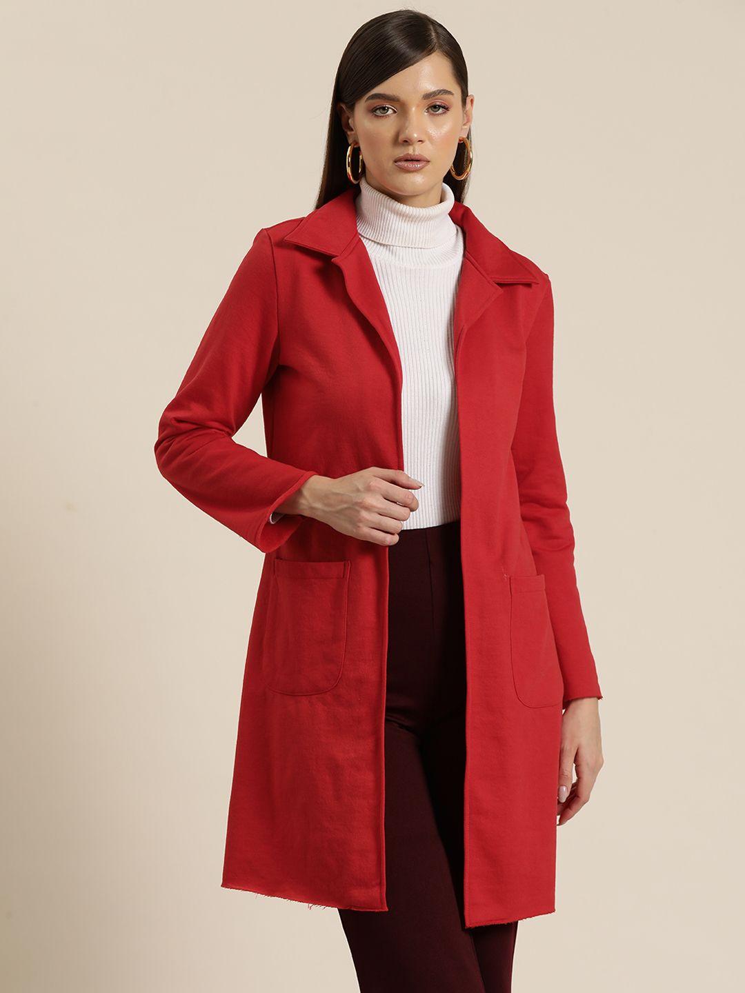 qurvii women solid fleece overcoat