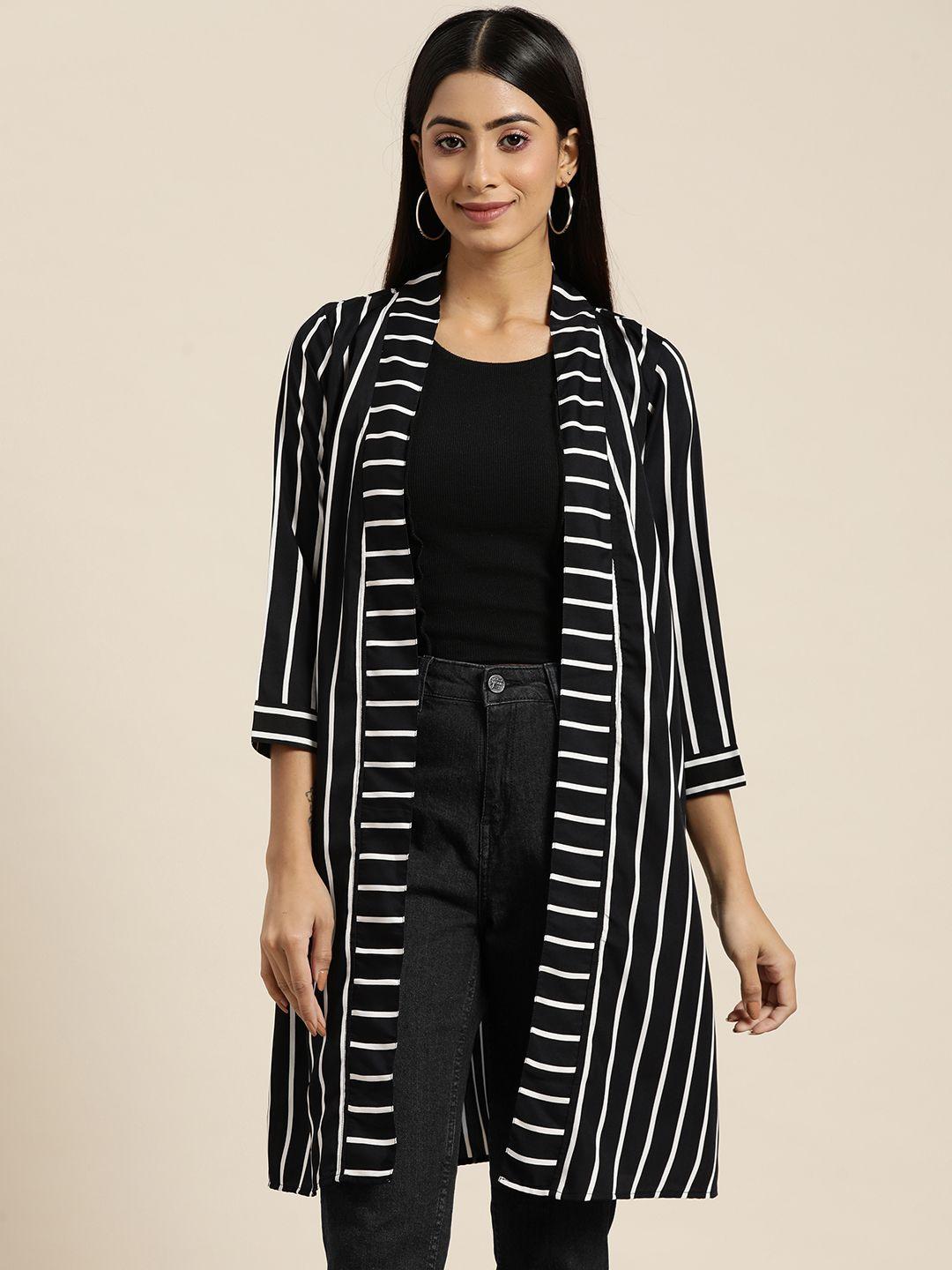 qurvii women striped longline shrug