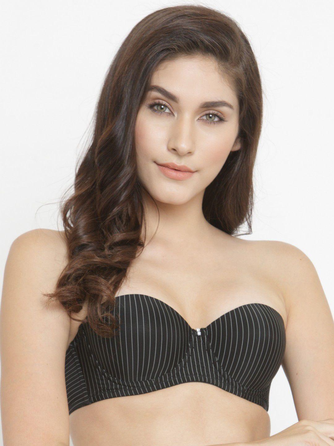 quttos black printed underwired lightly padded push-up bra qt-br-5120-blk