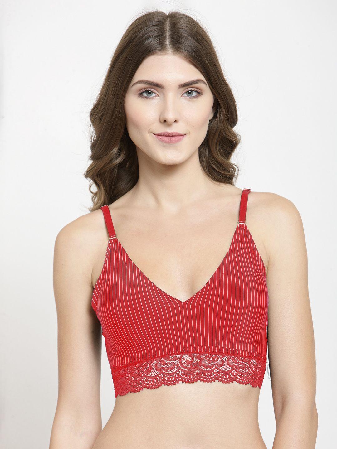 quttos red printed non-wired lightly padded bralette bra qt-sb-5134