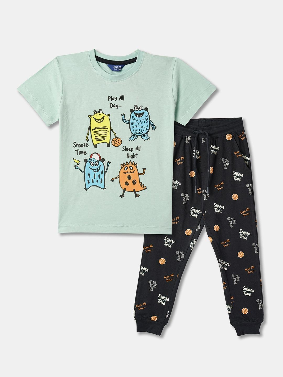 r&b boys printed t-shirt with trousers