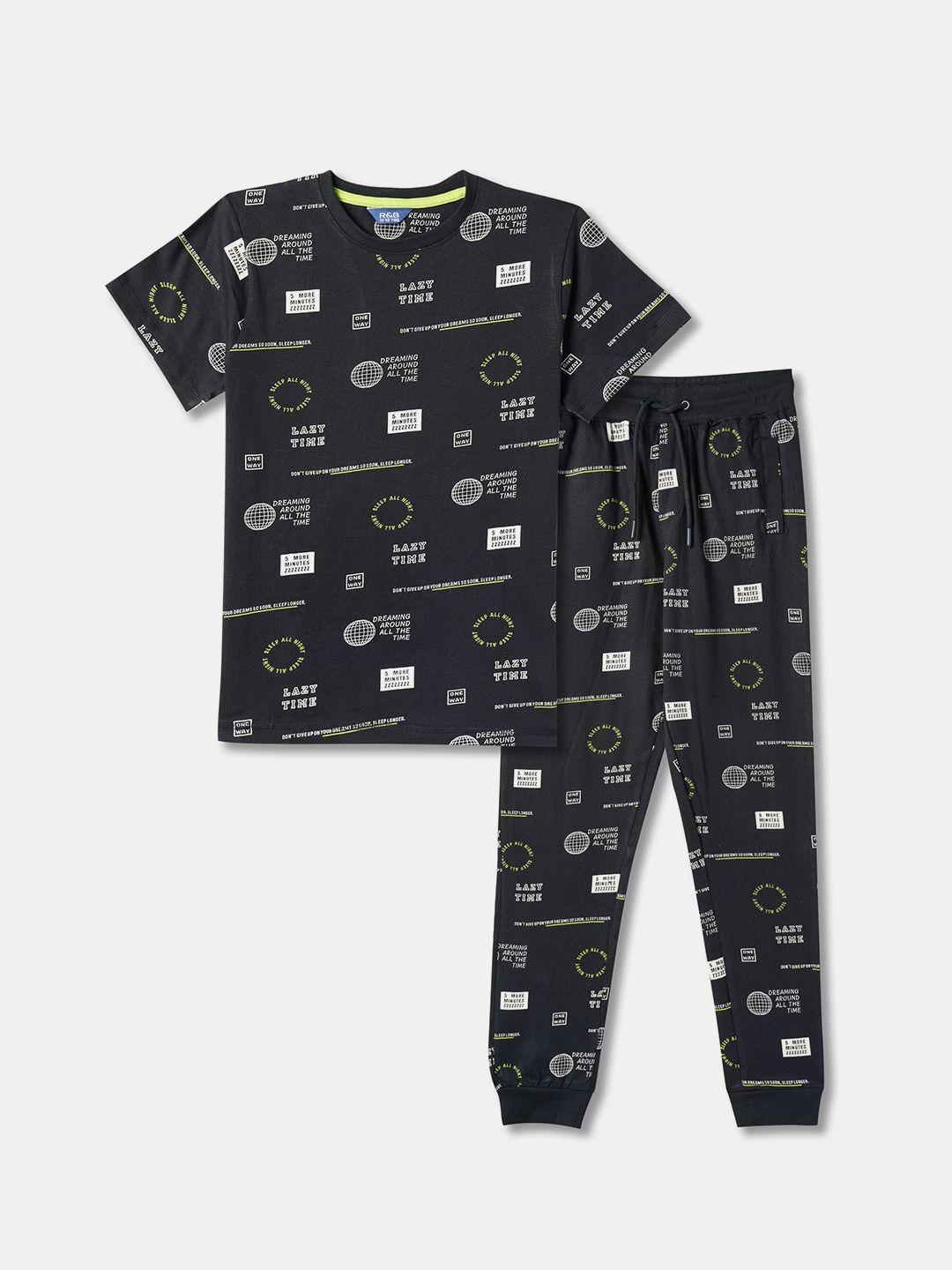 r&b boys printed t-shirt with trousers