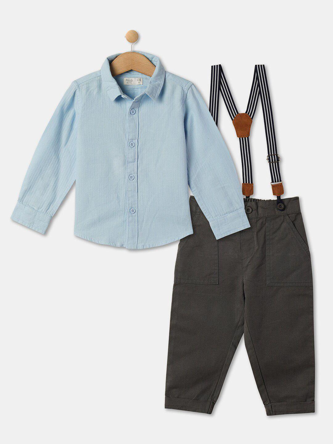 r&b boys pure cotton shirt with dungarees