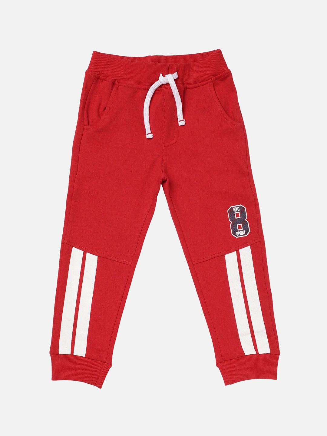 r&b boys red solid cotton joggers
