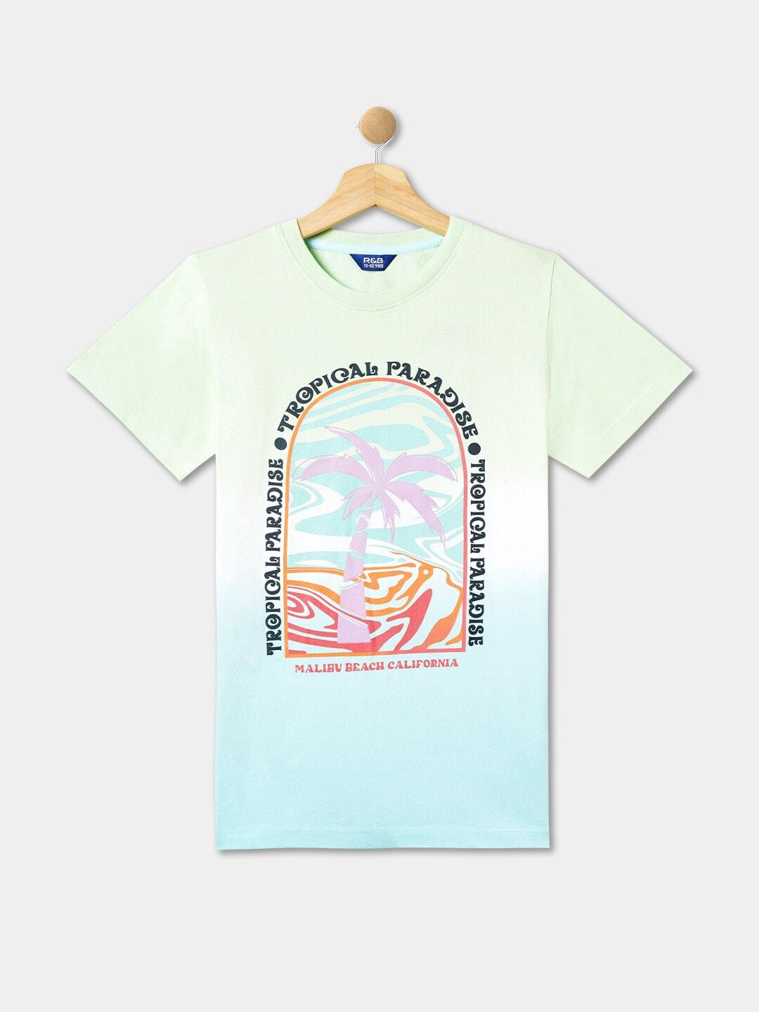 r&b boys tropical printed casual cotton t-shirt