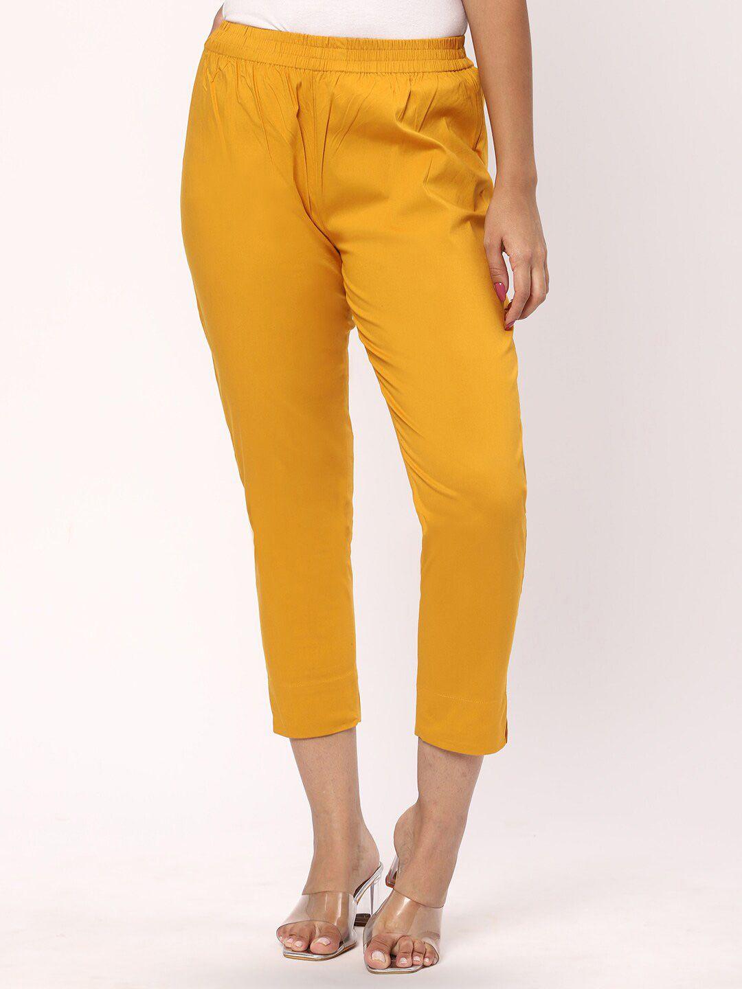 r&b cropped mid-rise regular fit cotton trousers