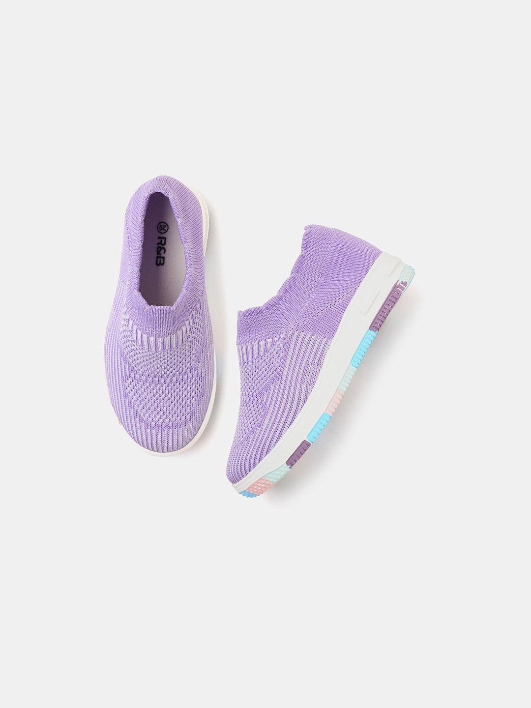 r&b girls textured comfort insole contrast sole slip-on sneakers