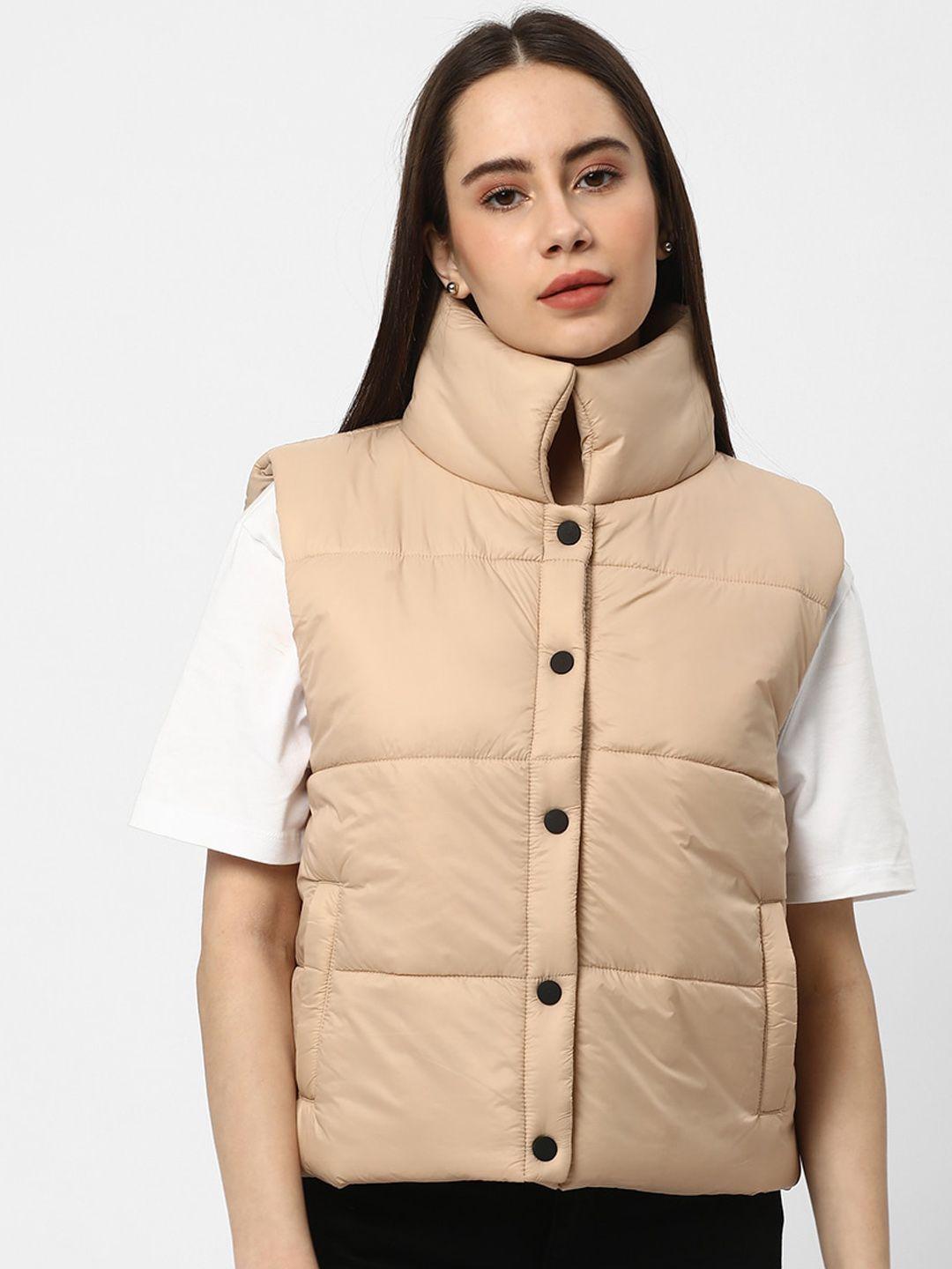 r&b mock collar sleeveless puffer jacket