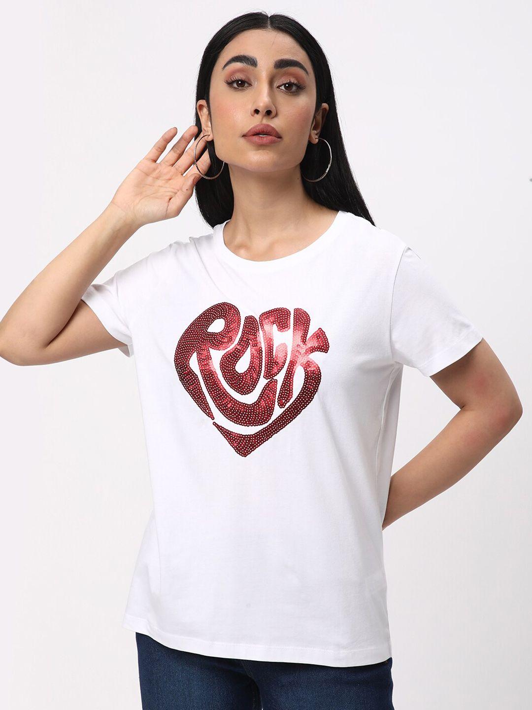 r&b self design embellished cotton t-shirt