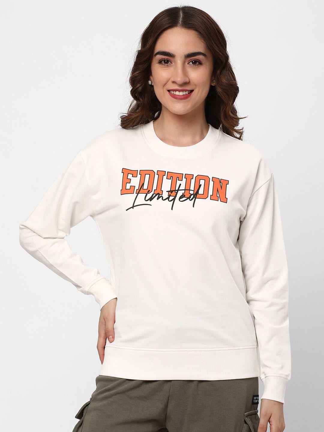 r&b typography printed cotton pullover sweatshirt