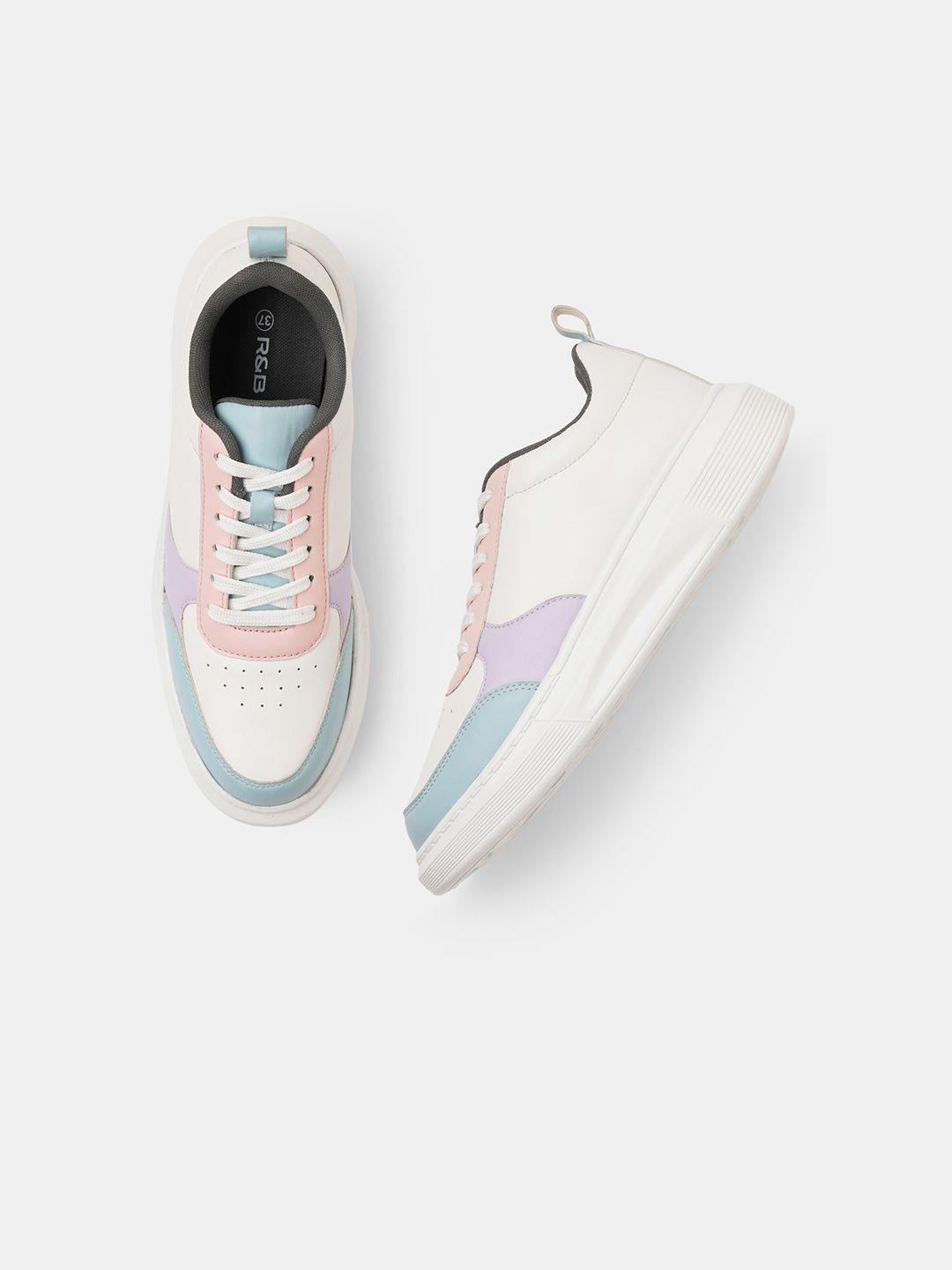 r&b women colourblocked lace-up sneakers