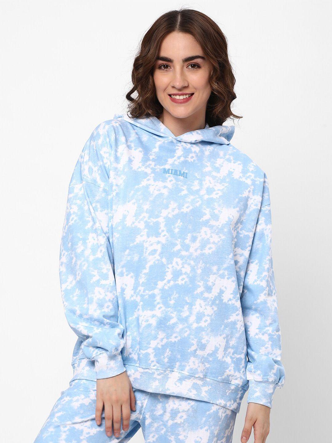 r&b abstract printed hooded neck long sleeve cotton pullover sweatshirt