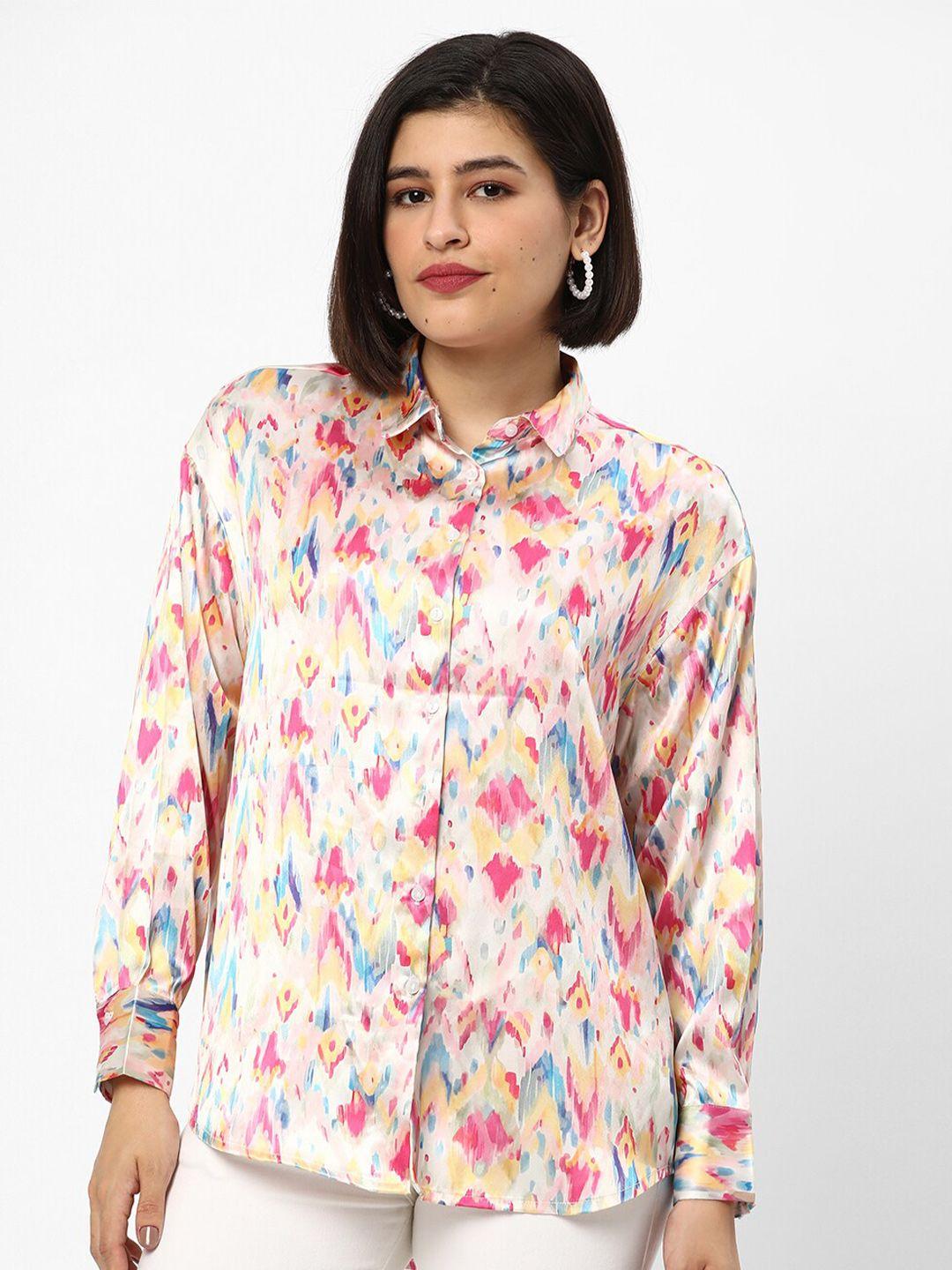 r&b abstract printed spread collar casual shirt