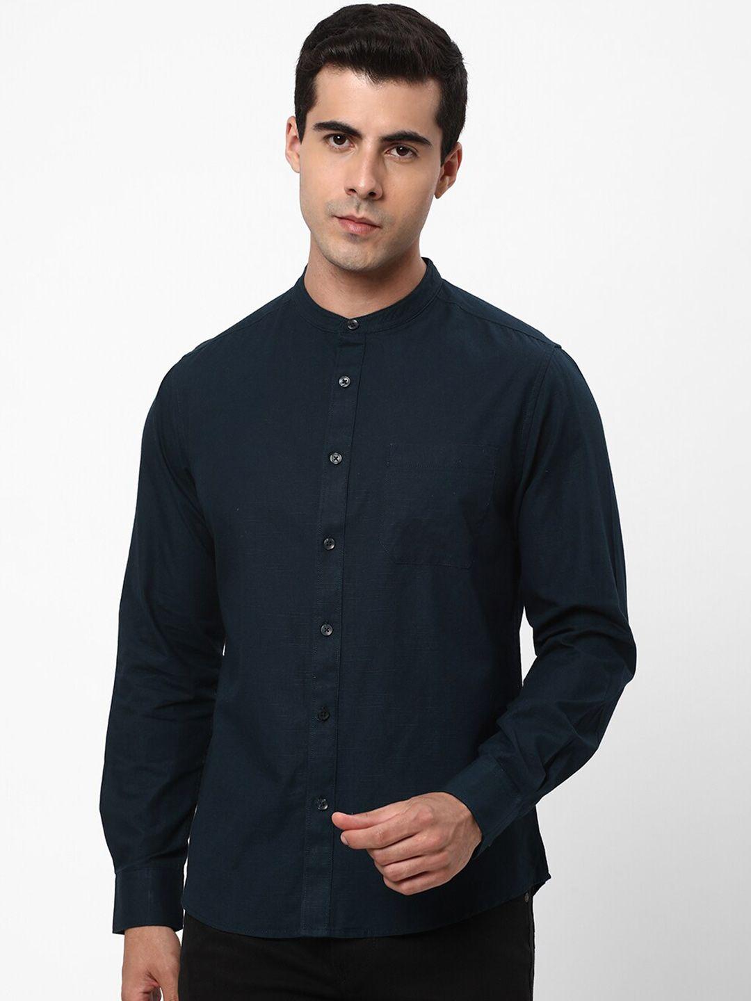 r&b band collar cotton casual shirt