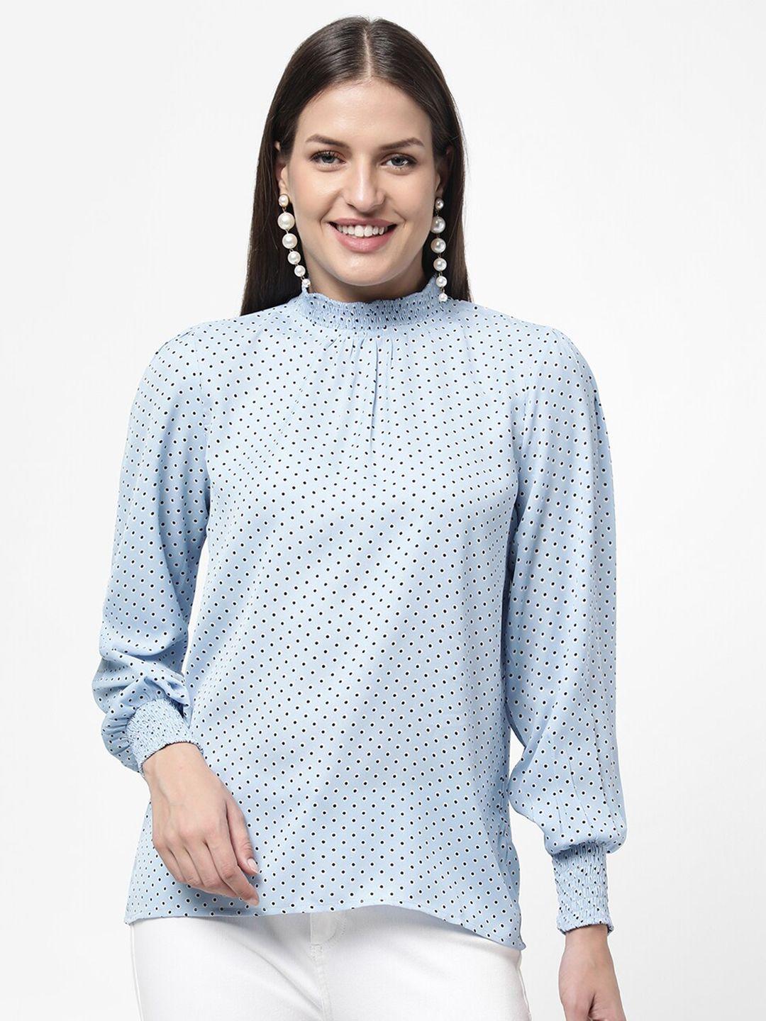 r&b blue geometric print top