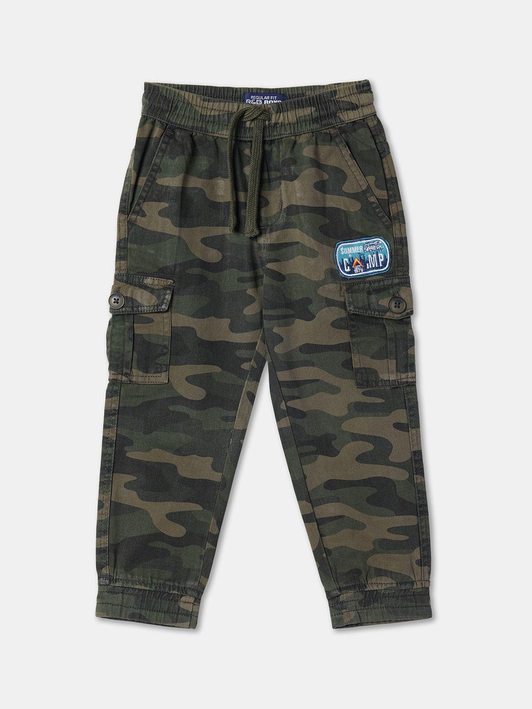 r&b boys camouflage printed cotton cargo joggers