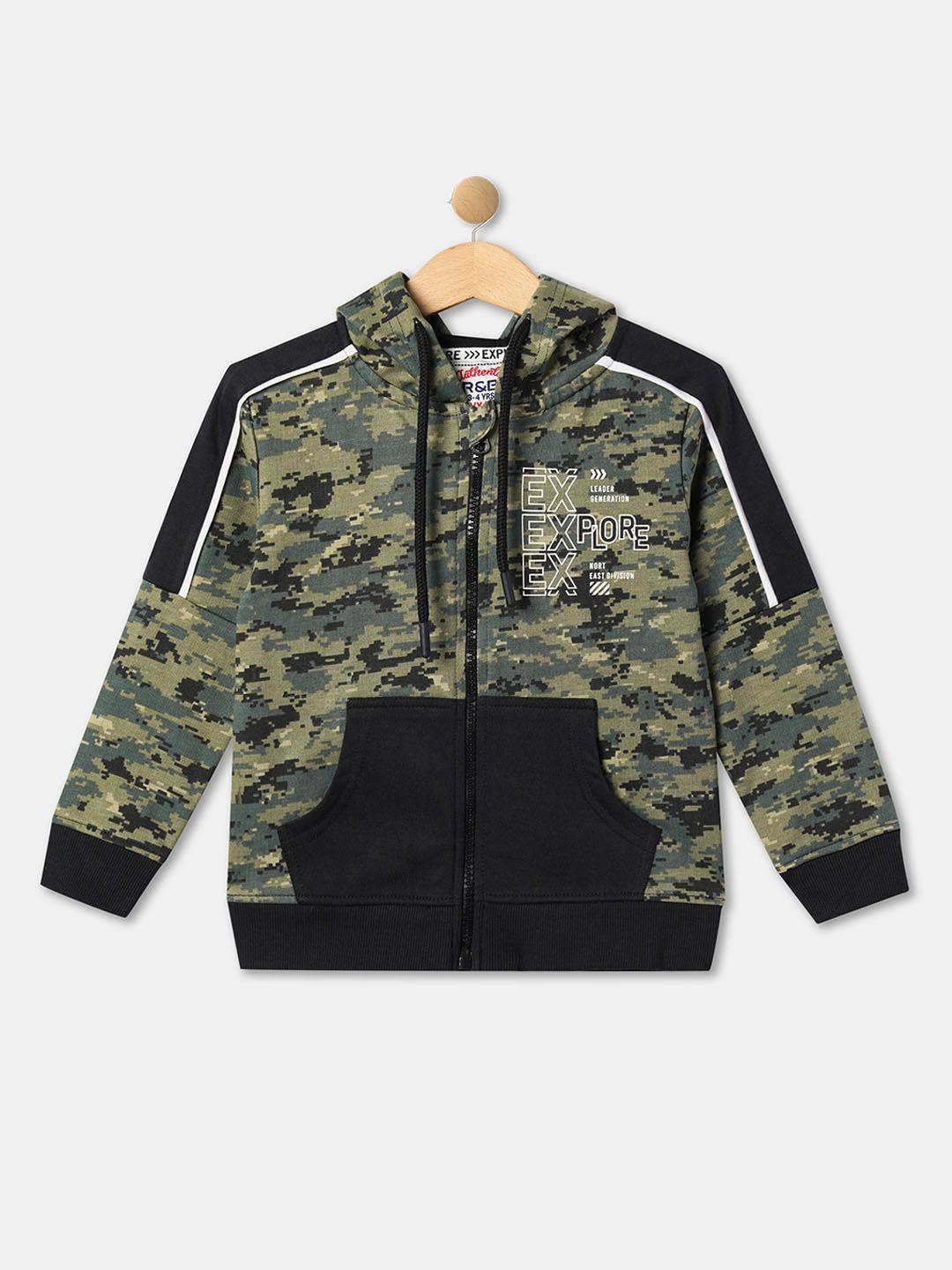 r&b boys camouflage printed hooded cotton bomber jacket