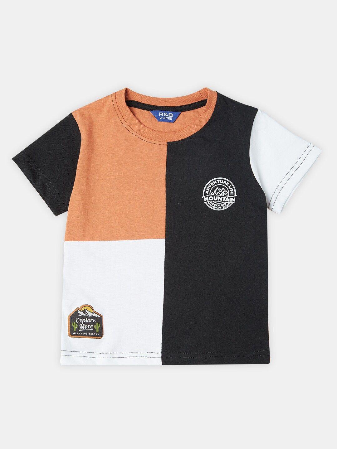 r&b boys colourblocked cotton regular fit t-shirt