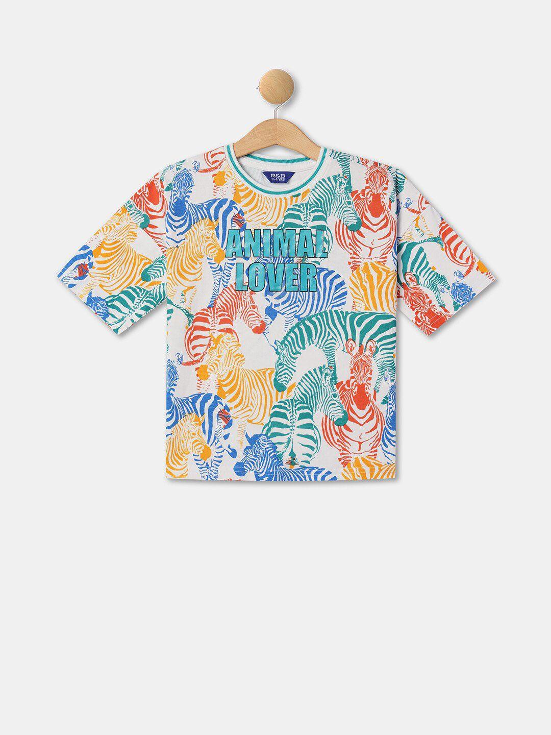 r&b boys floral printed cotton casual t-shirt