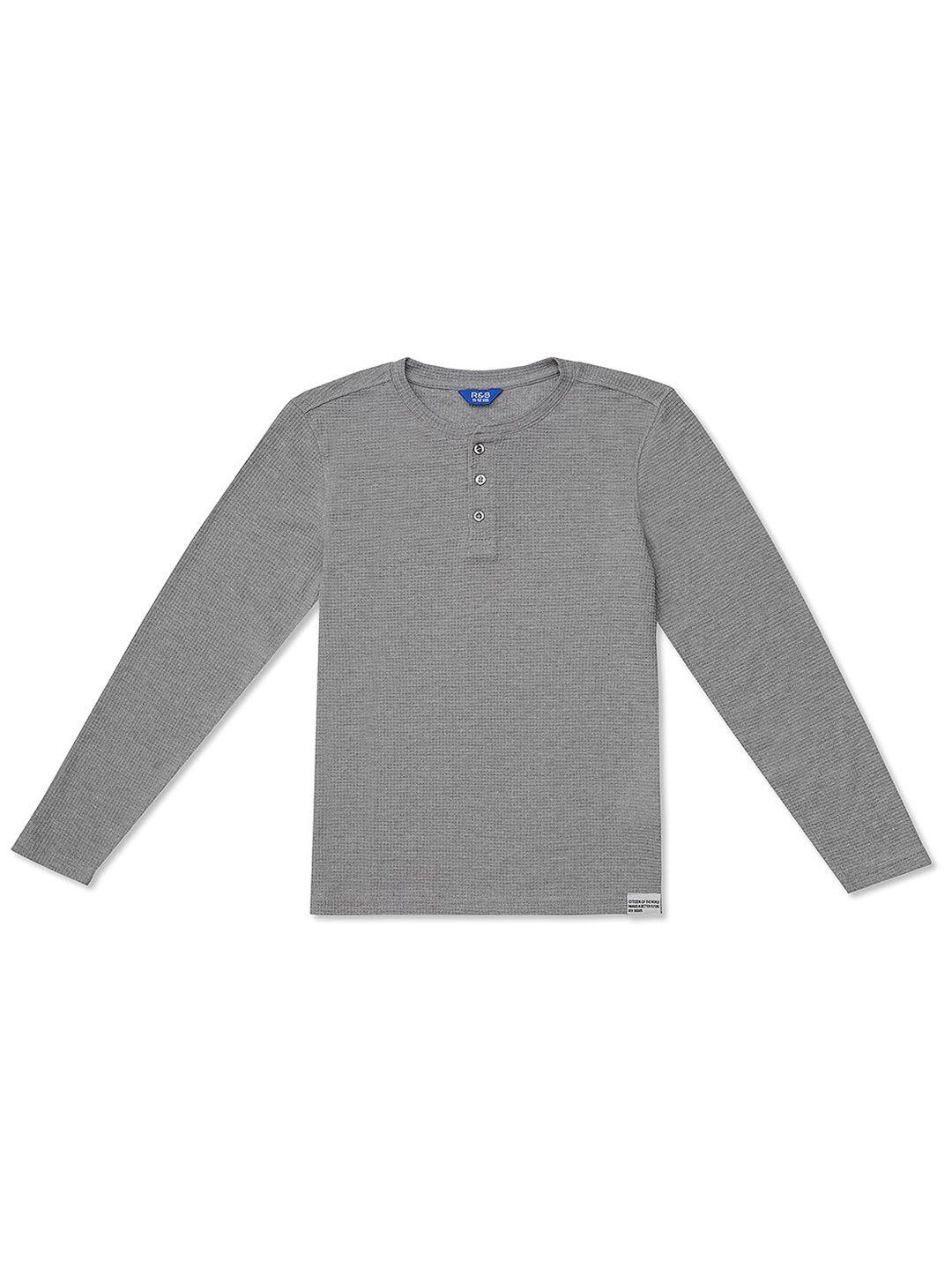 r&b boys grey henley neck t-shirt