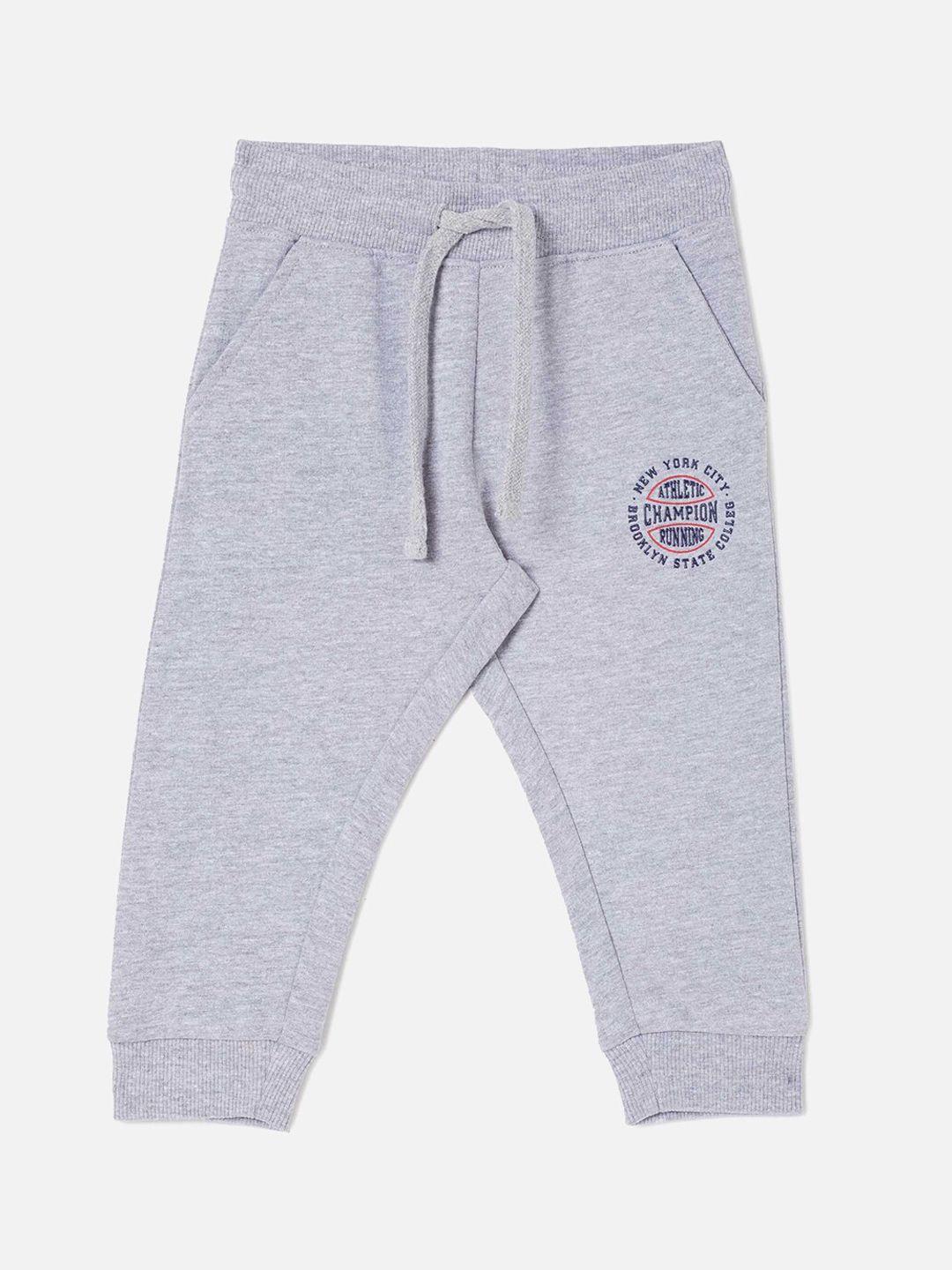 r&b boys grey solid cotton joggers