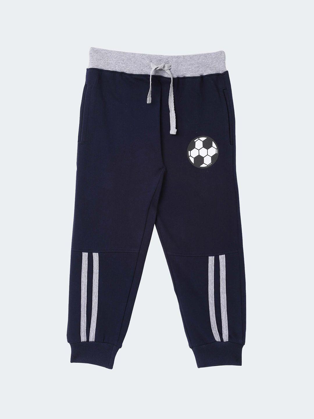 r&b boys navy blue solid cotton joggers