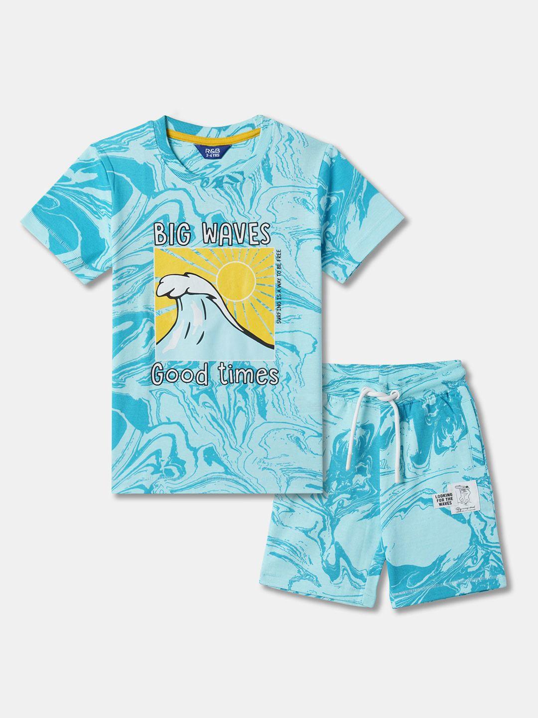 r&b boys printed pure cotton t-shirt with shorts