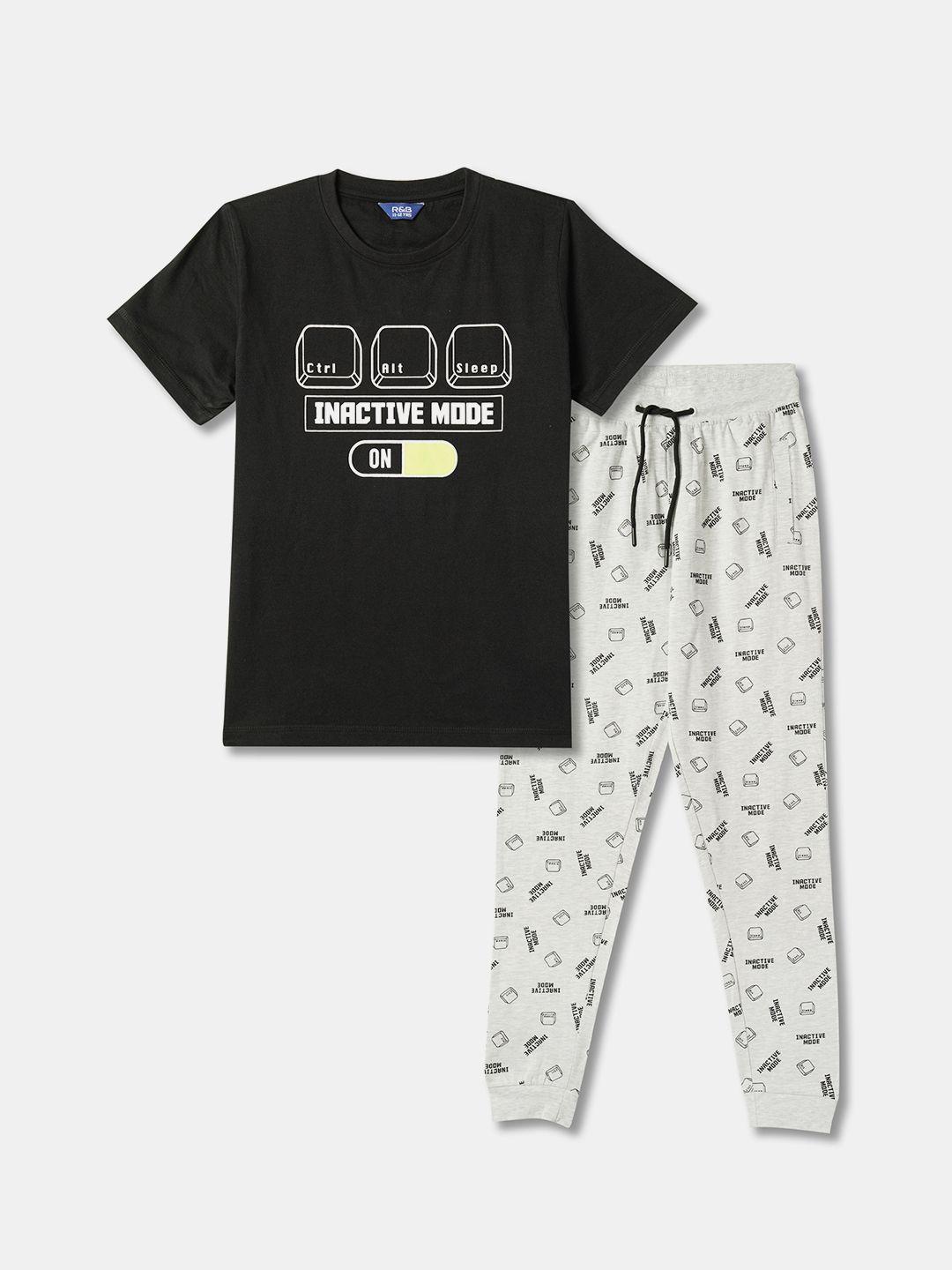 r&b boys printed t-shirt with trousers