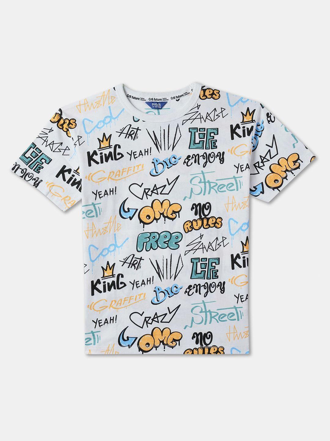 r&b boys typography printed cotton t-shirt