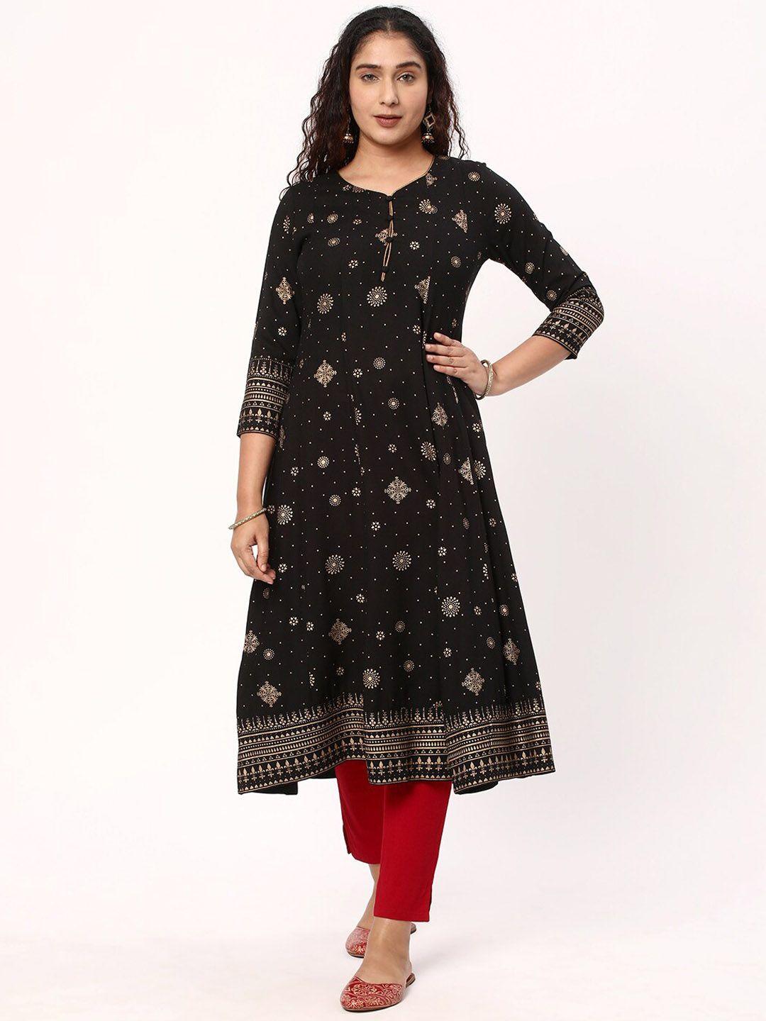 r&b ethnic motif printed anarkali kurta